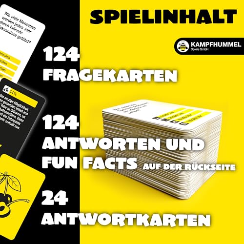 KAMPFHUMMEL Kampf gegen das Spießertum Zwanzig Zentimeter – Das witzige Schätzspiel | Verrücktes Schätz- und Ratespiel ab 17+ nur für Erwachsene | 2-6 Personen | Unnützes Wissen mit schwarzem Humor