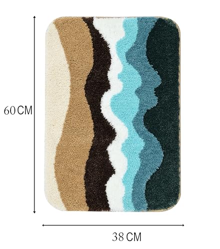 Image of Saral Home Microfiber Bath Mat 38x60 cm | Ultra Soft, Super Absorbent & Anti-Skid | Quick Dry Door Mat for Bathroom, Bedroom, Kitchen & Entrance | Multicolor (Pack of 1)