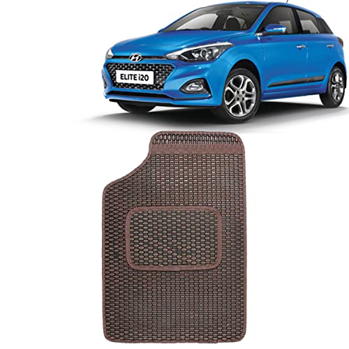 Image of Kingsway Dotted Design Car Floor Foot Mats Universal Fit for Hyundai Elite I20, Model Year : 2018-2020, Water and Dustproof, Color Brown, Set of 5 Pieces