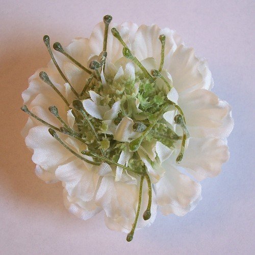 Scabiosa Artificial Flower Hair Clip/Pin Brooch, Cream