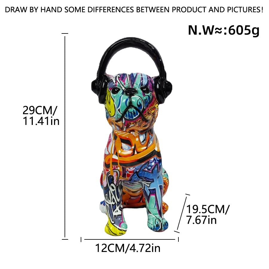 犬の置物 ヘッドフォン・帽子付き Amazon.co.jp: 像ヘッドフォン犬アート装飾品樹脂工芸品犬の装飾