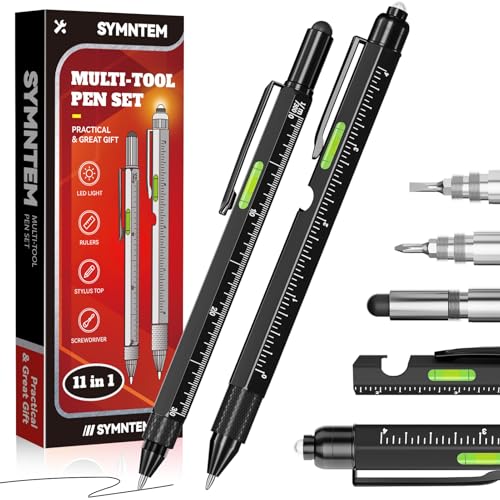Fathers Day Dad Gift from Daughter Wife Son, 11 in 1 Multitool Pen with LED Light, Birthday Gifts for Men, Fathers Day Dad Gifts for Dad Gadgets Gifts for Men Who Have Everything, Black