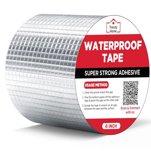 Image of Trendy Home Super Strong Waterproof Adhesive Tape for Roof Leakage Repair | Aluminium Butyl Rubber Sealant Tape for Pipe, Tank, Window, 4 inch, 5 Mtr