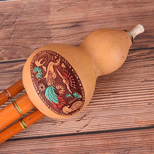 Flauto Cinese Fatto A Mano Hulusi Marrone Zucca di bambù Cucurbit Flauto Etnico Chiave C per Gli Amanti della Musica Principianti Strumento Musicale