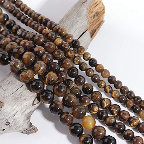 Image of Natural Stone Beads 6mm Yellow Tiger Eye Polished Round Smooth Agates Gemstone Beads for Jewelry Making 15 inch(Yellow Tiger Eye, 6mm)