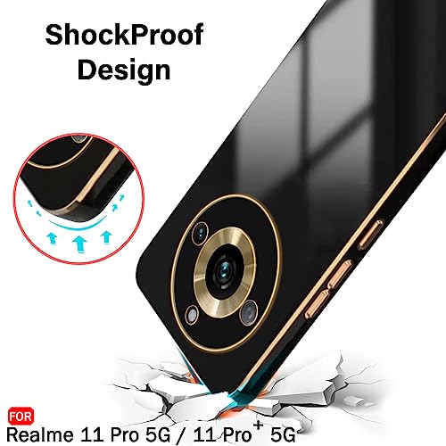 Image of TheGiftKart TPU Luxurious Golden-Plated Back Cover Case For Realme 11 Pro|11 Pro Plus 5G|Raised Lips For Camera&Screen Protection|Shockproof Design Cover For Realme 11 Pro /Pro Plus 5G (Black)