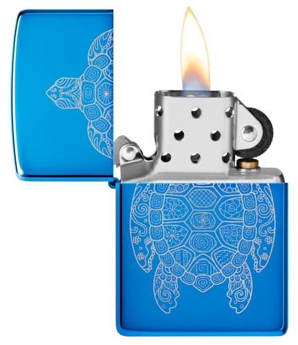 Encendedor Zippo Zen Turtle Azul Brillante miniatura 3