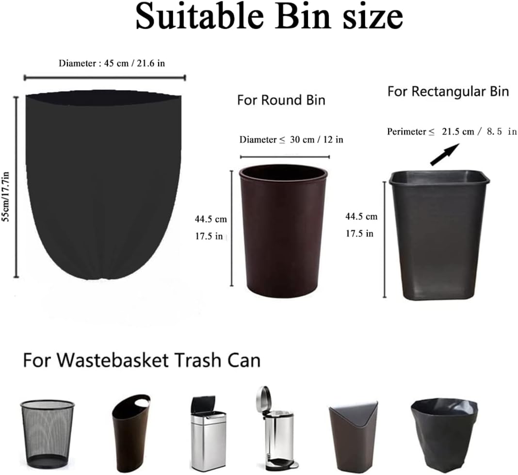 Small Trash Bags 4 Gallon Black - Sagmoc Plastic Garbage＆Wastebasket Bags, 9 micron Super Thickened with Strong Density, 17" X 21" (150 Counts), Suitable for Kitchen, Bathroom, Home, Office, etc.