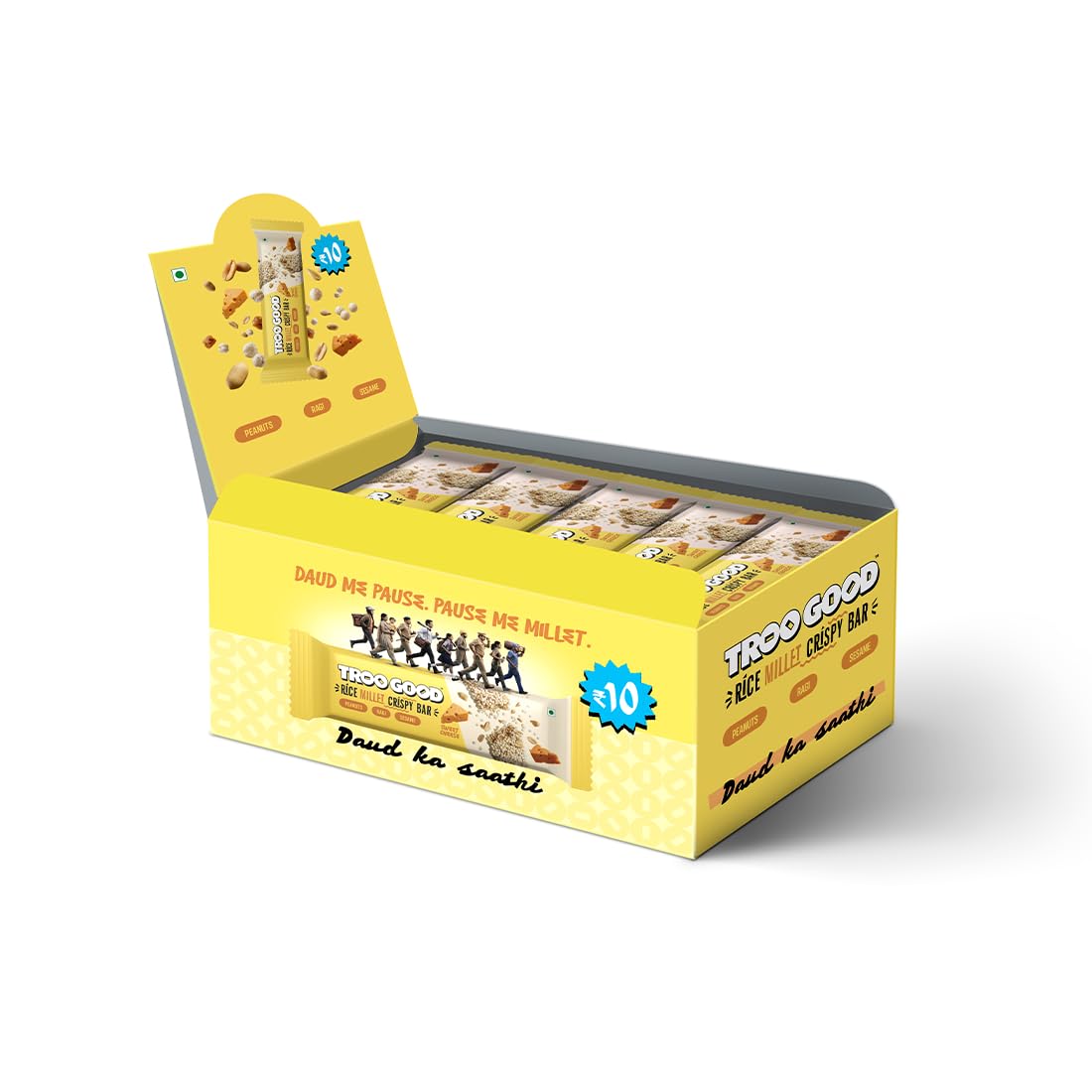 TrooGood Rice Millet Crispy Bar - Sweet Cheese | Pack of 25 (375g) | Peanuts, Ragi & Sesame | No Added Preservatives | 15g Each (Sweet Cheese)-picture-17