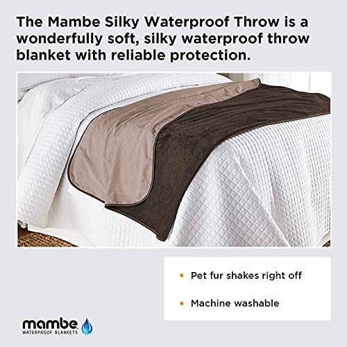 Mambe Large Indoor Blanket Chocolate Cappuccino - Soft And Silky Waterproof Throw - Machine Washable Fleece - For Protecting Furniture From Stains And Accidents - For Dog And Pet Fur #TOP1