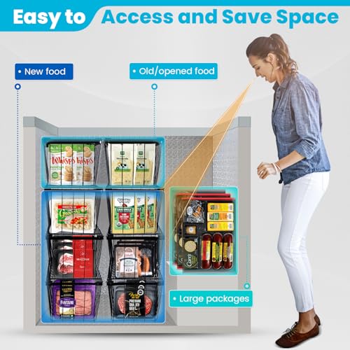 image for Pateekate Chest Freezer Organizer Bins, 4 Pack Freezer Baskets for Che