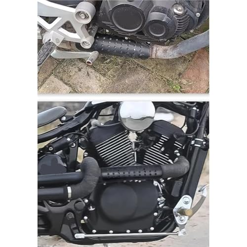 Protector térmico de escape para silenciador de moto con abrazadera de 2-7 cm negro 6