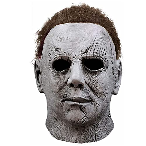Samherome Halloween Cosplay Full Size Mask for Michael Myer Costume Party, Scary Latex Mask - Realistic Prop Decoration Accessories