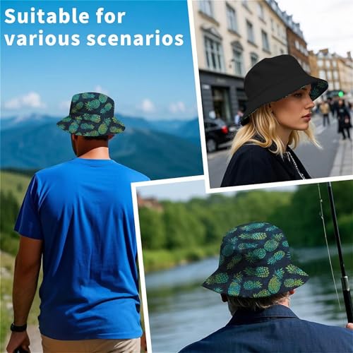 Image of Cool Bucket Hat Beach Sun Hat Beach Fishing Hat for Men Women Teens, Reversible Double-Side-Wear