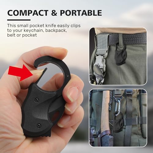 Image of VIRENKNIFE Folding Pocket Utility Knife,Small Pocket Knife with 1.38''Sharp Blade, EDC Knife for Men Women,Mini Keychain Box Cutter for Everyday Carry,Great Gift for Men (Black)