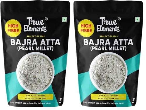 Image of True Elements Bajra Atta 1kg - Bajra Flour, Bajri | Millet Flour | 100% Natural & Gluten Free | High Fibre Atta (Pack of 2)