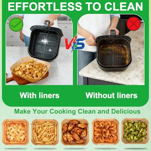 Image of BYKITCHEN 200PCS 10 Inch Large Air Fryer Liners for 8-12QT XL Airfryer