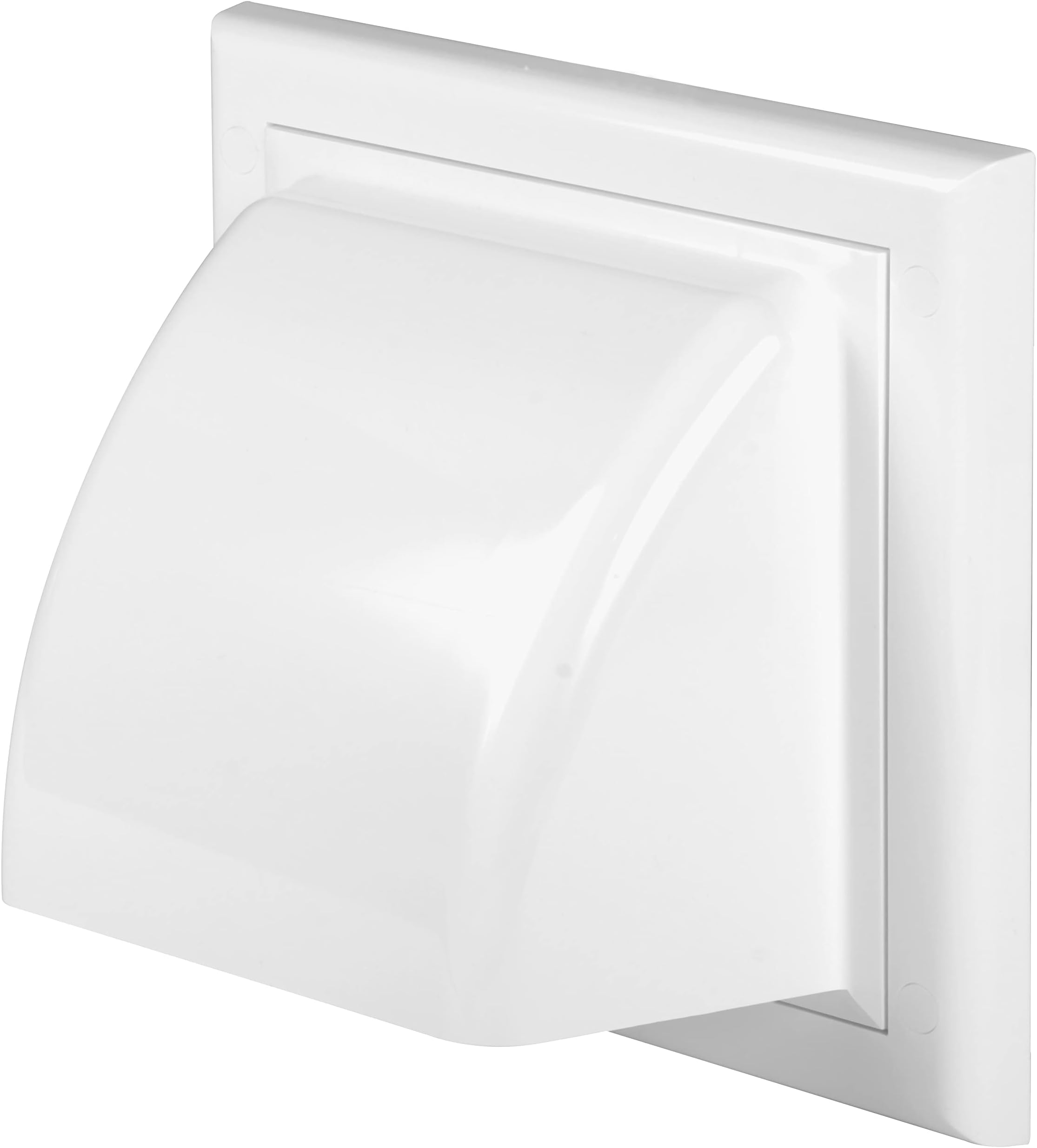 4" Inch Wall Vent Cover with Backdraft Damper - White ABS Plastic Hood with Gravity Flap/Rain Guard - Weatherproof Exterior Exhaust Grille for Dryer Bathroom Kitchen Fans - Outdoor Air Outlet