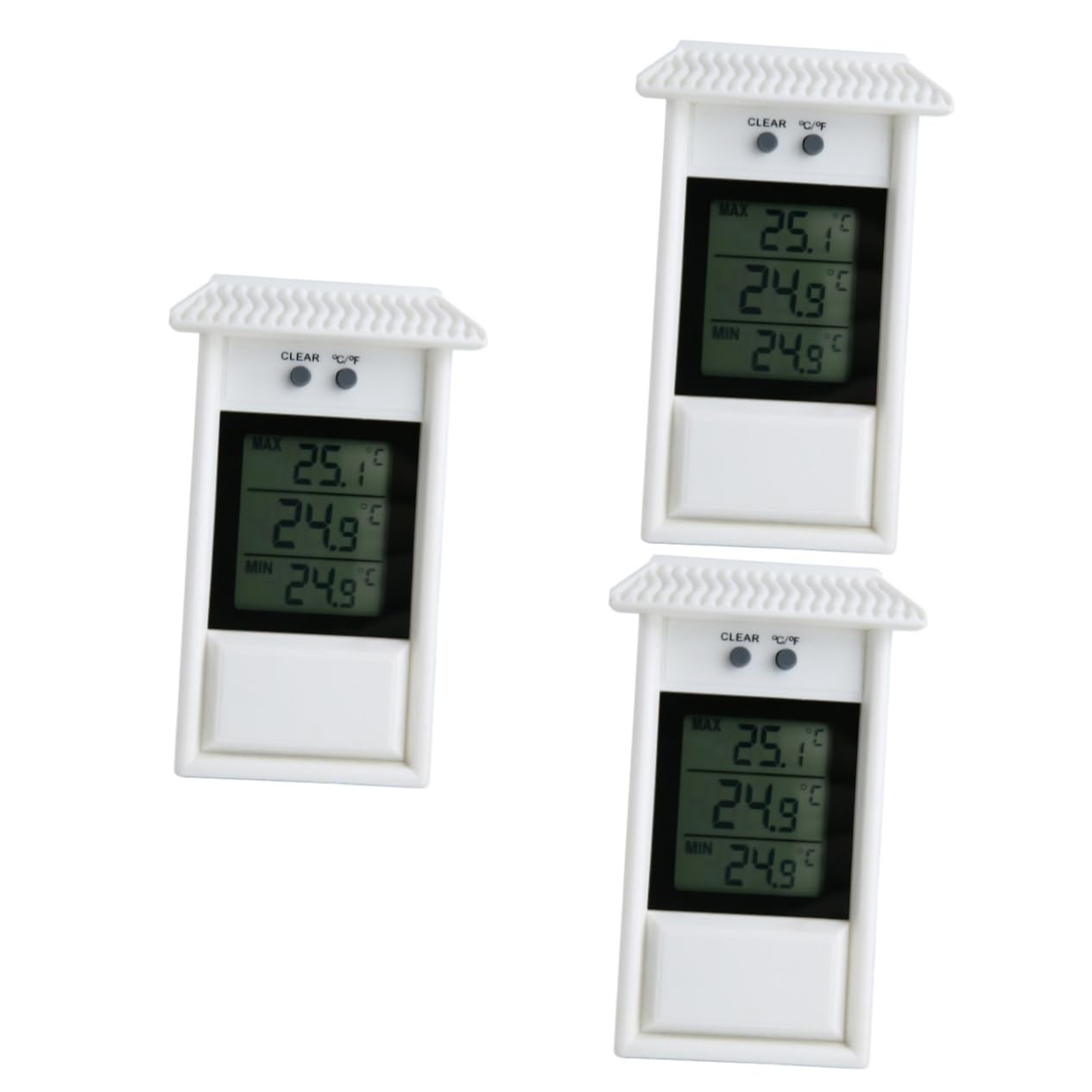 BESPORTBLE 3pezzi Termometro Esterno Per Giardino e Frigorifero Misuratore Di Temperatura Digitale Senza Batteria Display Con Memoria Minima e Massima Cambio Celsius Fahrenheit Colore Bianco