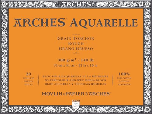 Bloc ARCHES Aquarelle 31x41 collé 4 côtés papier 300g sans gondolement