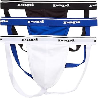 Papi Men's 3-pack Cotton Jockstrap Thong Underwear pack of 3