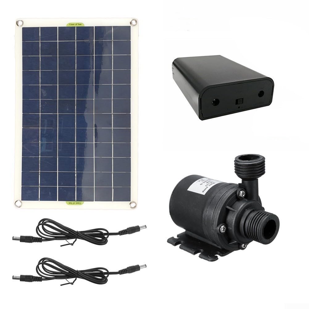 Kit de pompe solaire 50 W pour bassin de jardin, piscine avec hauteur de tête de 5 m, débit 800 l/h, faible bruit, construction ABS, boîte à piles DC 12 V