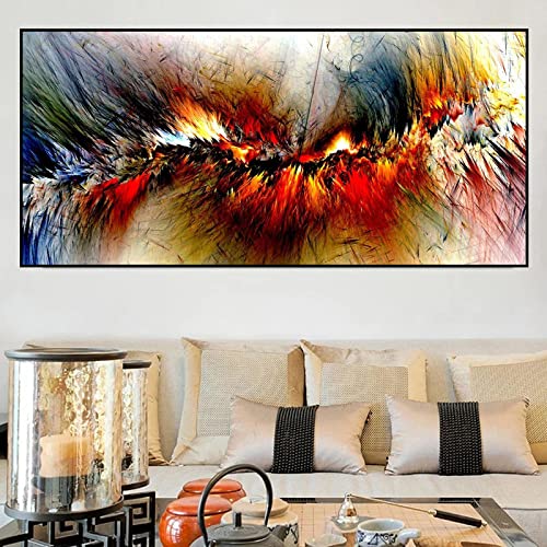 Toile art abstrait nuages colorés pour raviver un mur blanc de salon affiche 50x125cm