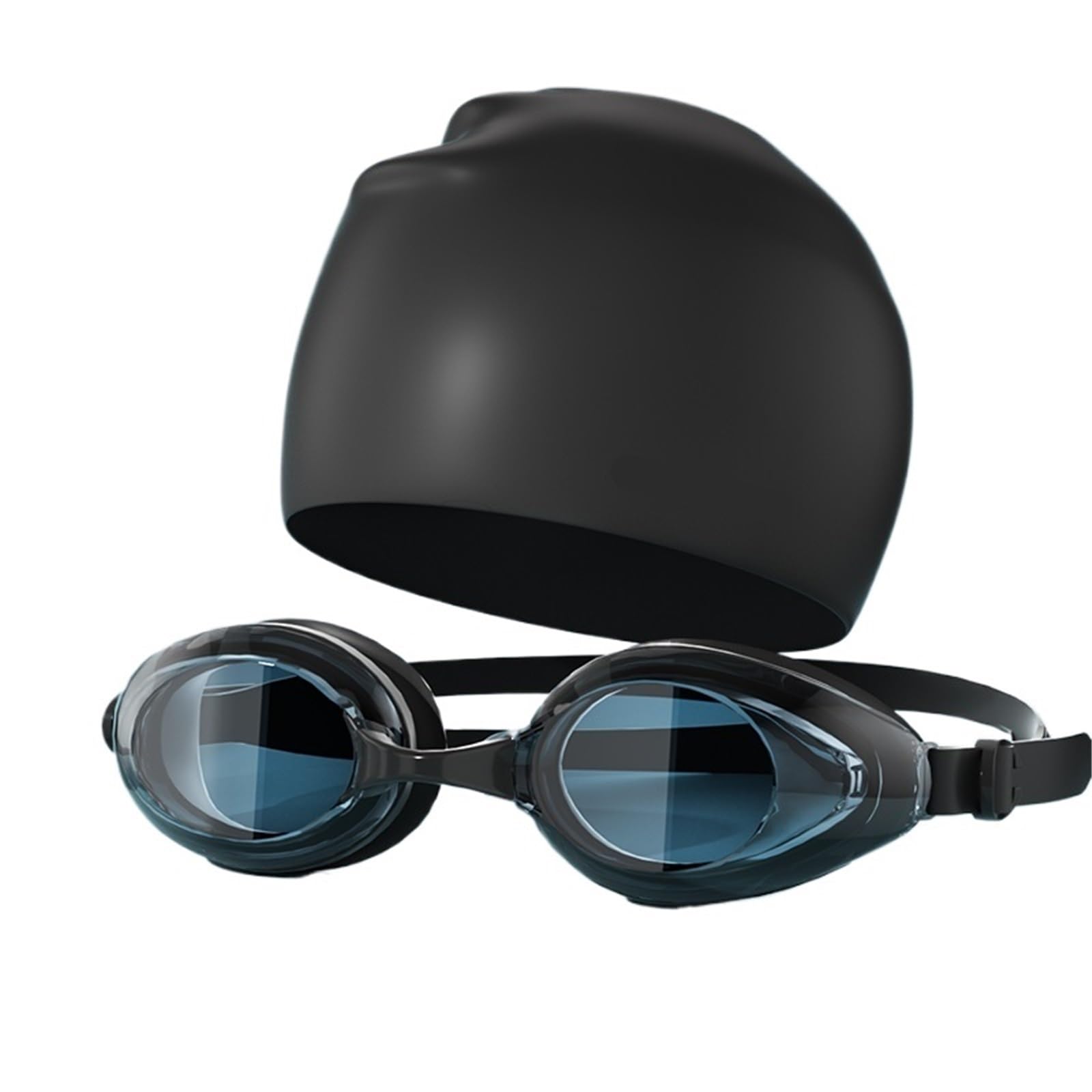 Schwimmbrillen Schwimmbrille Unisex Anti-Beschlag Schwimmbrille for Erwachsene Männer Frauen(Black Smoke Set)