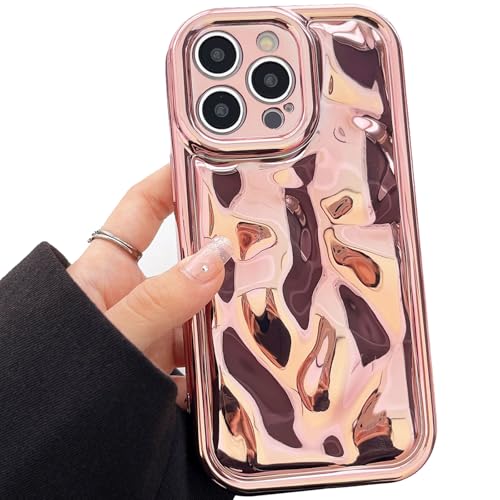 Hcnrreivn Case for iPhone 12 Pro Case 6.1 In,Electroplated Meteorite Cute Glitter Sparkly Case,Full Camera Protection-Military Grade Full Body Drop Shockproof Protection Case for Women/Gril -Rose Gold