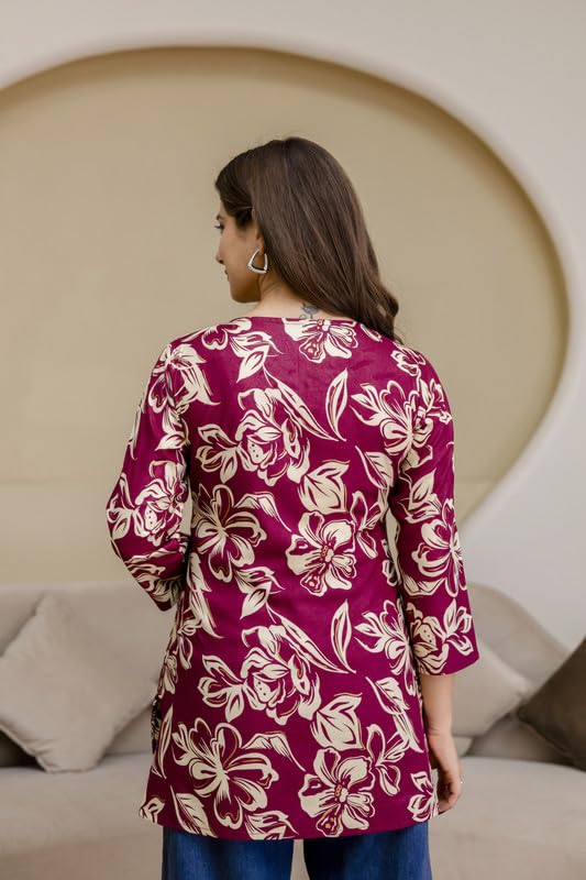 Image of New Rayon Floral Printed Regular Tunic Top for Women | Women Formal Top