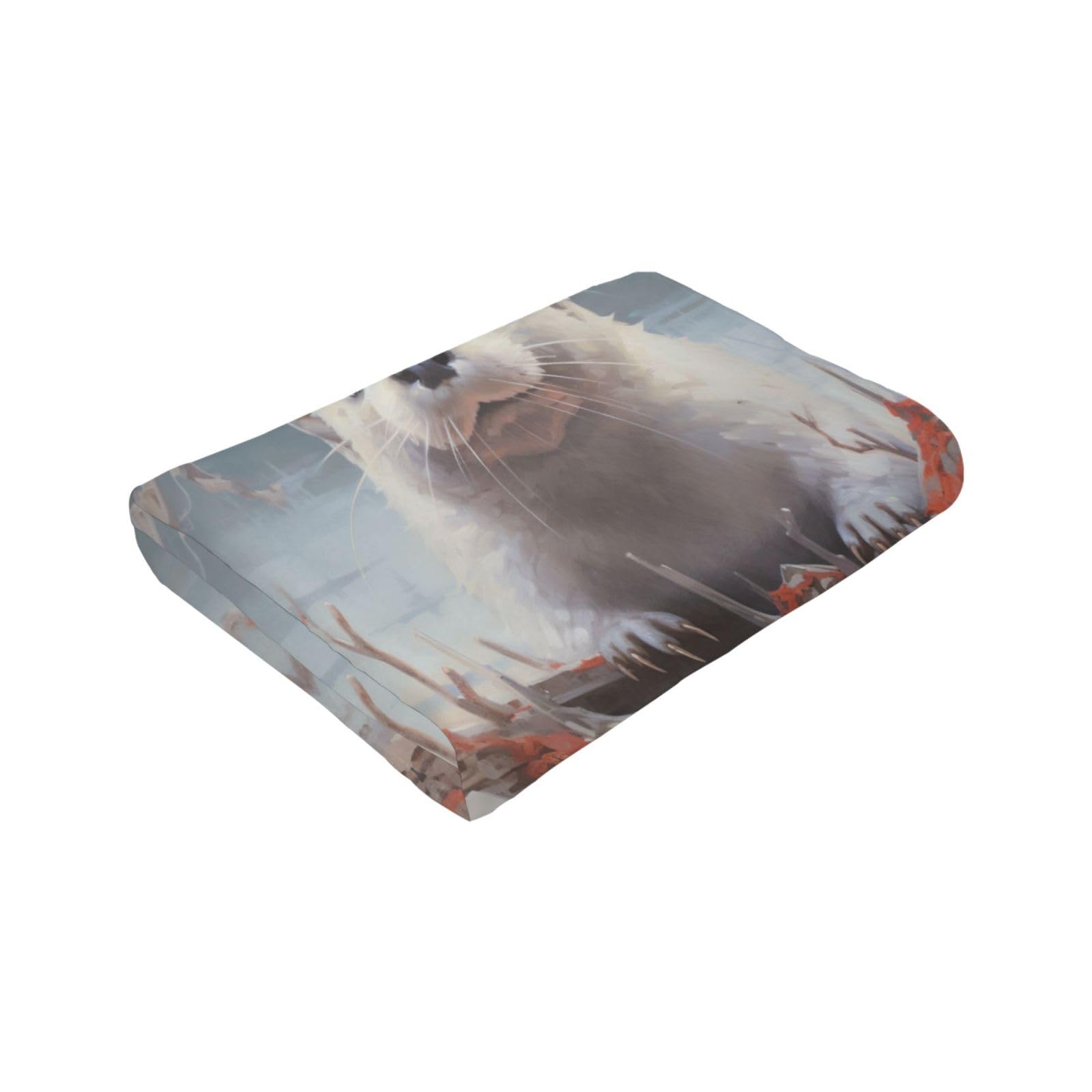 Coperta decorativa morbida e calda in flanella per bambini, cane, gatto, 127 x 152 cm, stampa lontra bianca