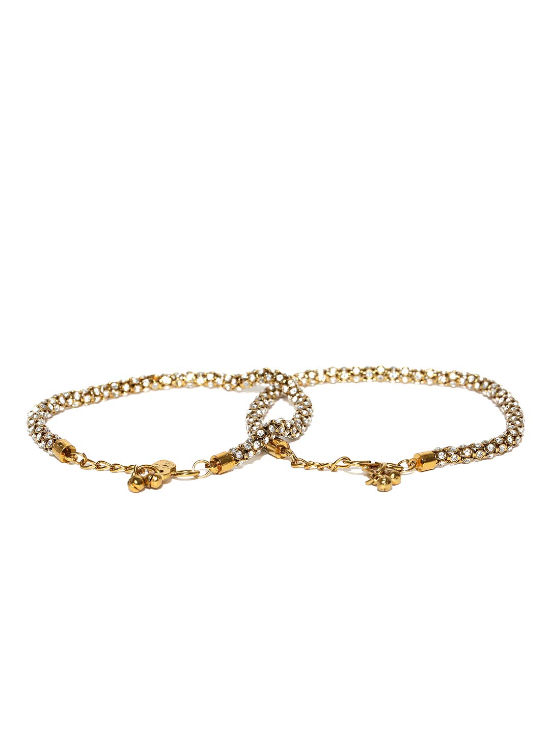 American Diamond Studded Brass Anklet Pair
