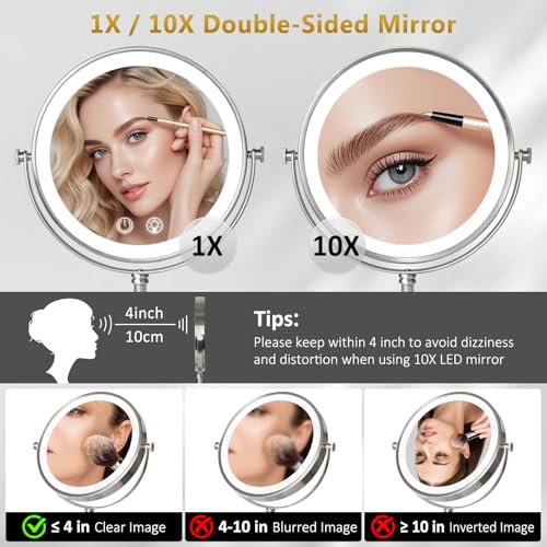 Espejo de maquillaje con luz y doble aumento miniatura 4