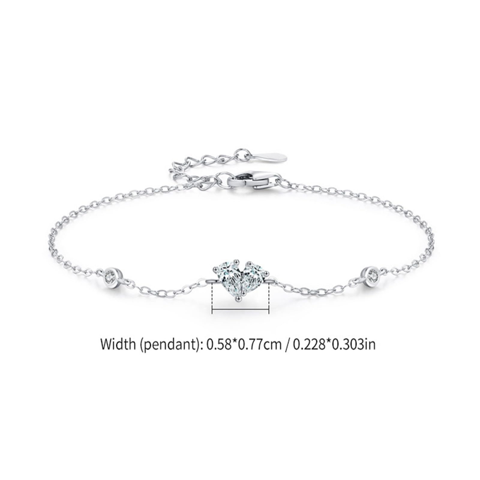 Pulseras para fiesta de boda, pulsera de corazón de diamante de laboratorio de 0,25 quilates para ella