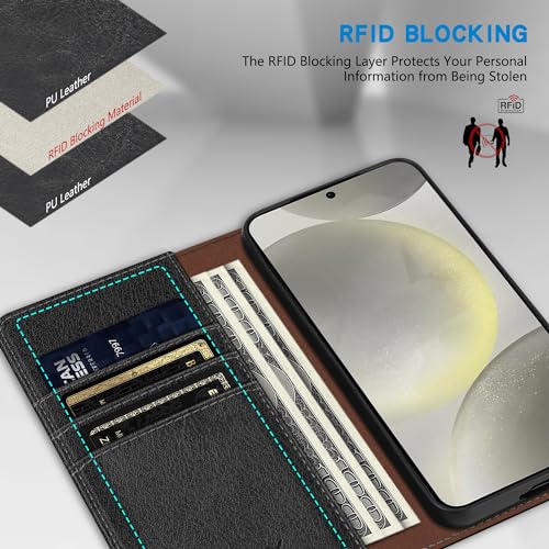 Image of ZZXX for Galaxy S23 FE Wallet Case Strong Magnetic 6.4 inch,Black