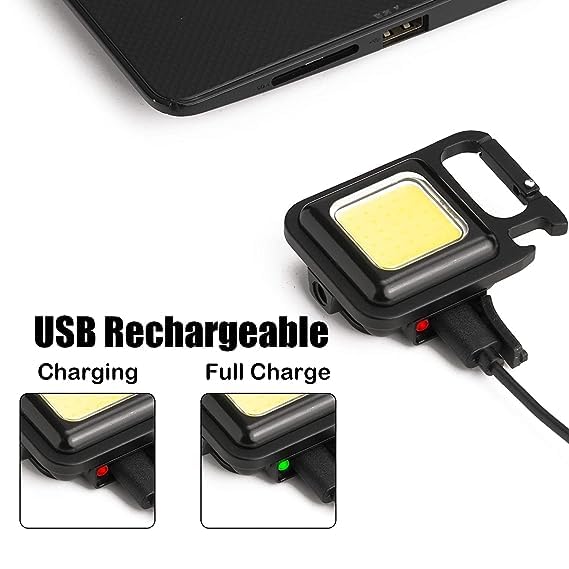 KANAKADHARA Keychain LED Light 2-Hours Battery Life with Bottle Opener, Mini COB Flashlight 4 Modes Portable Pocket Magnetic Base and Folding Bracket Rechargeable Emergency Light(Pack of 1) 3