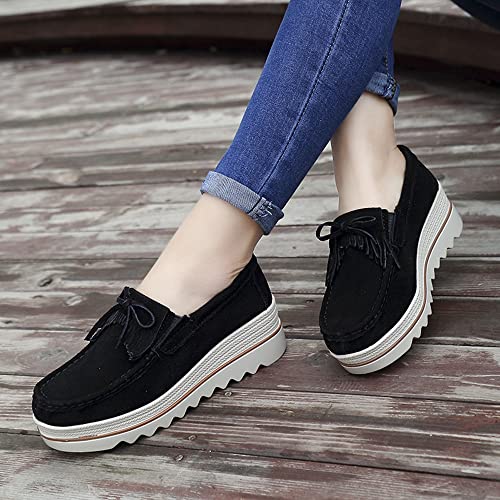 Image of YING LAN Women Slip On Loafers Comfort Suede Moccasins Wide Low Top Shoes