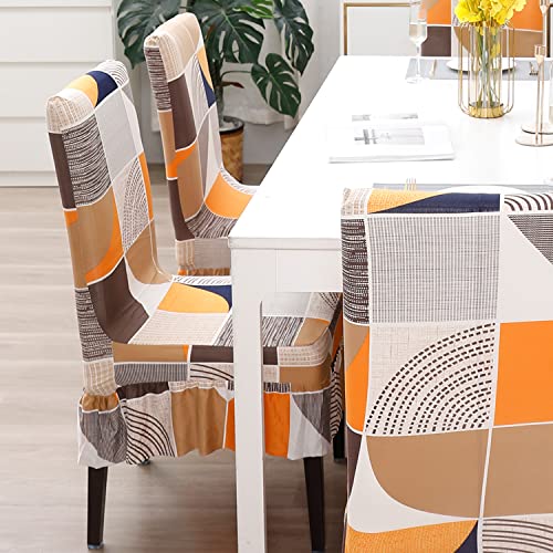 Image of HOKIPO Chair Slip Cover Set of 2 Stretchable Elastic Dining Seat Frill Cover (AR-4091-D1*2)