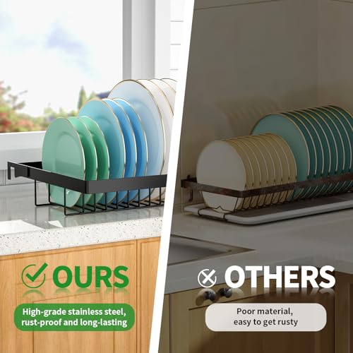 Image of Over The Sink Dish Drying Rack,Expandable 2-Tier Stainless Steel Over The Sink Dish Rack with Utensil Holder Dish Drainers for Kitchen Counter