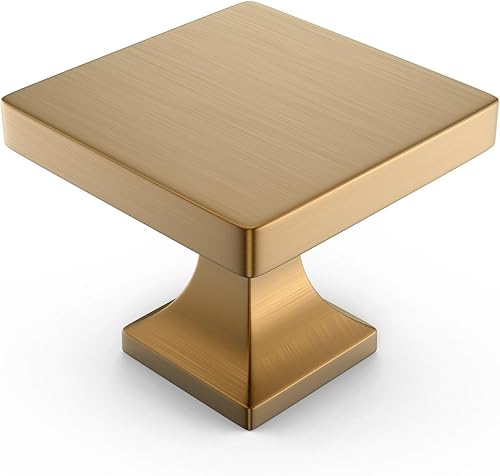 homdiy Paquete de 10 pomos cuadrados de bronce champán, pomos cuadrados para cajones, pomos de tocador color champán bronce cepillado con un solo