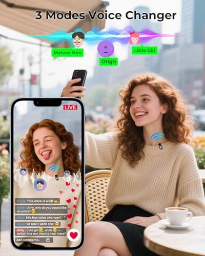 Image of GRENARO Mic for YouTube Wireless, Mini Wireless Microphone for Youtubers with 3-Level Al Noise Cancellation Mic Wireless, AI Voice Changer, 164FT Range, 30H Battery (Dual Channel Android Version)