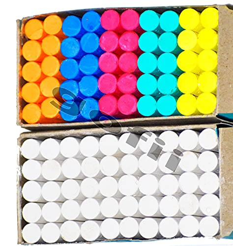 gofii dustless colour white chalk combo 100pcs (pack of 2)