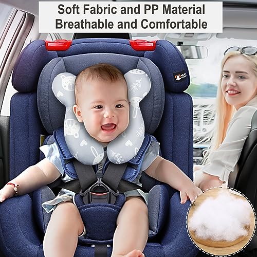 Image of vocheer Baby Travel Pillow(Upgraded), Head and Neck Support Pillow for Pushchair, Car Seat,Stroller, Bouncer, Cotton (White Bear)