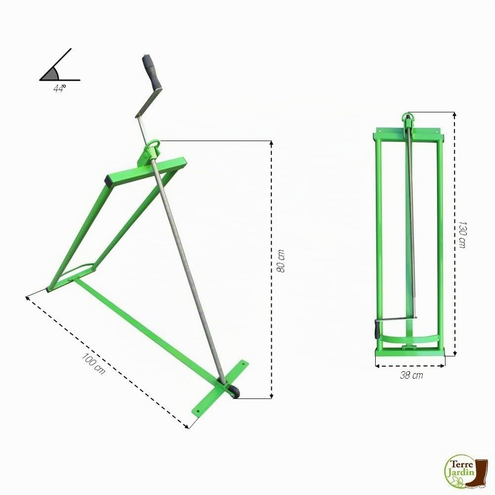 TERRE JARDIN - Lève Tracteur Tondeuse, Pliable à roulettes, avec Treuil, Cric de Levage 350 kg, Inclinaison 44°, Hauteur Max 80 cm - Lève Tondeuse à Gazon Tracteur, Stable et Robuste