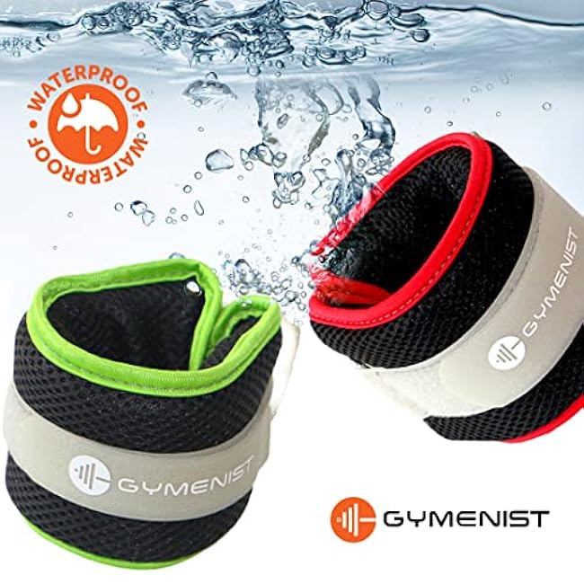 Gymenist Water Proof Ankle Weights With Adjustable Strap Great For Swimming And All Water Sports Activities