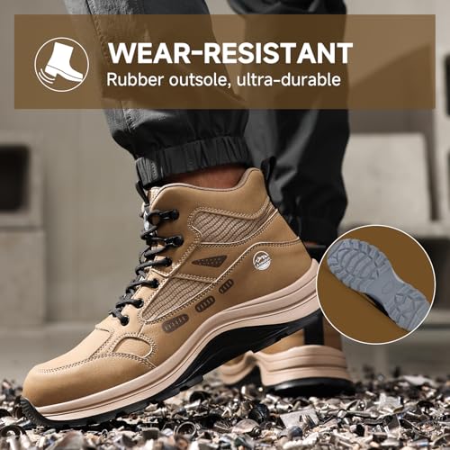 Image of Steel Toe Boots for Men Indestructible High Top Work Shoes for Men Comfortable Safety Shoes Puncture Proof Hiking Construction Shoes Botas de Trabajo para Hombre