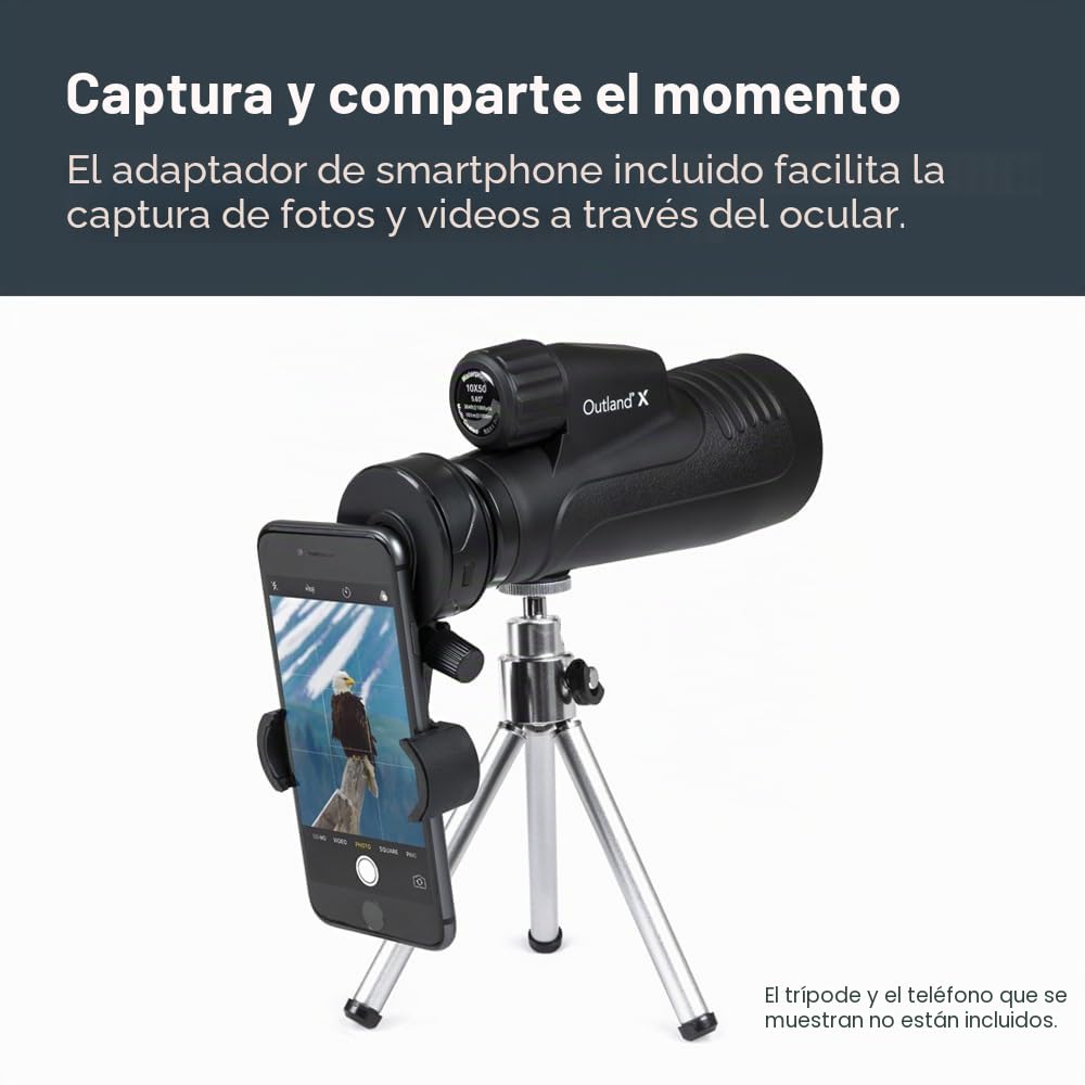 Celestron 72370 Outland X 10x50 Waterproof Monocular with Smartphone Adapter, Bluetooth Remote, Eyepiece Covers and Belt Case - Durable Housing, BaK-4 Prism Glass and Multi-Coated Optics, Black
