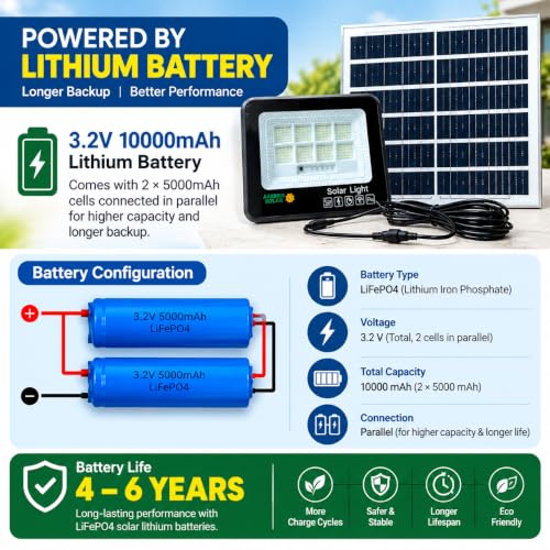 Image of Aarmee Solar Flood Light 100W, 160 LED, Peak Brightness10W, IP65