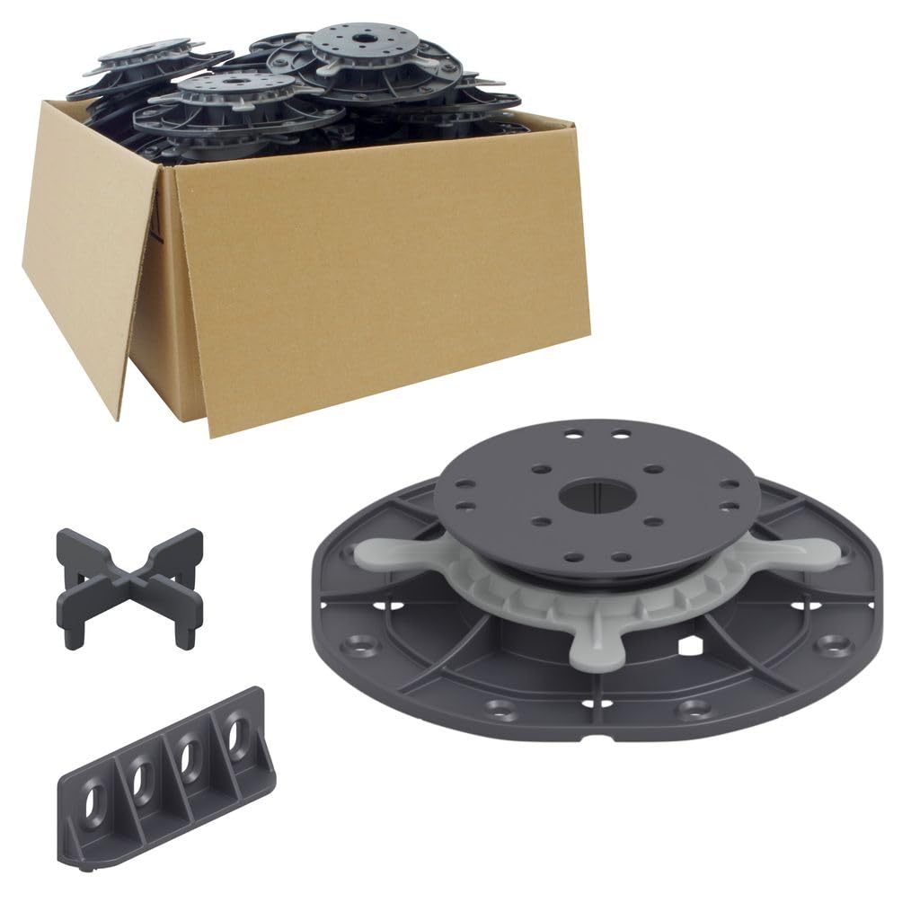 Trevendo Universal Base regolabile per lastre die pietra, assi di legno e WPC - Taglia M 30-45 mm, Confezione da 25