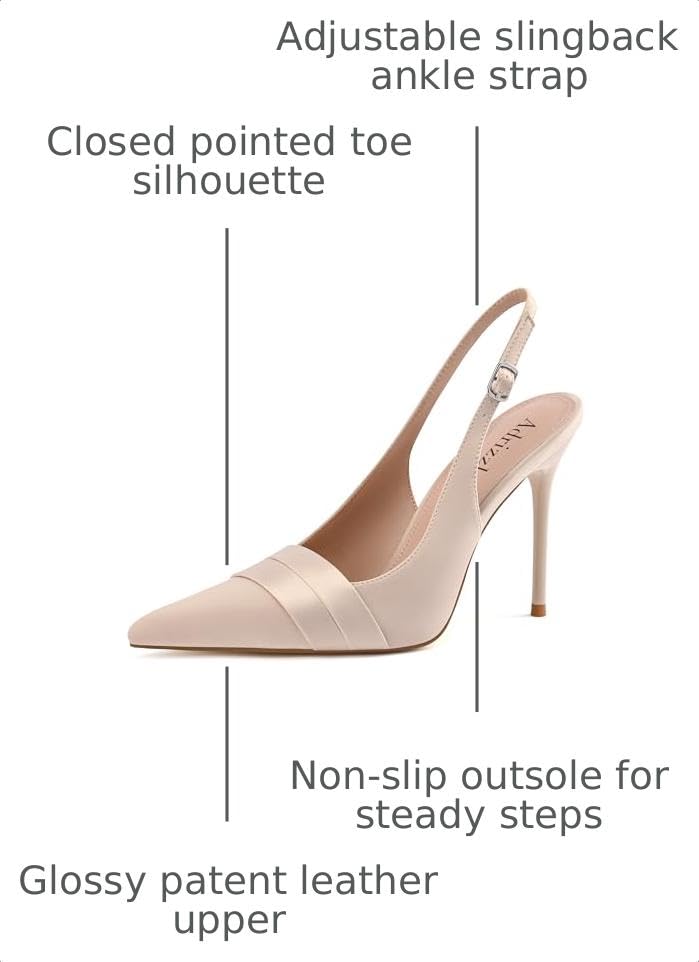 Image of Adrizzlein Slingback Heels for Women Stiletto High Heels Pumps